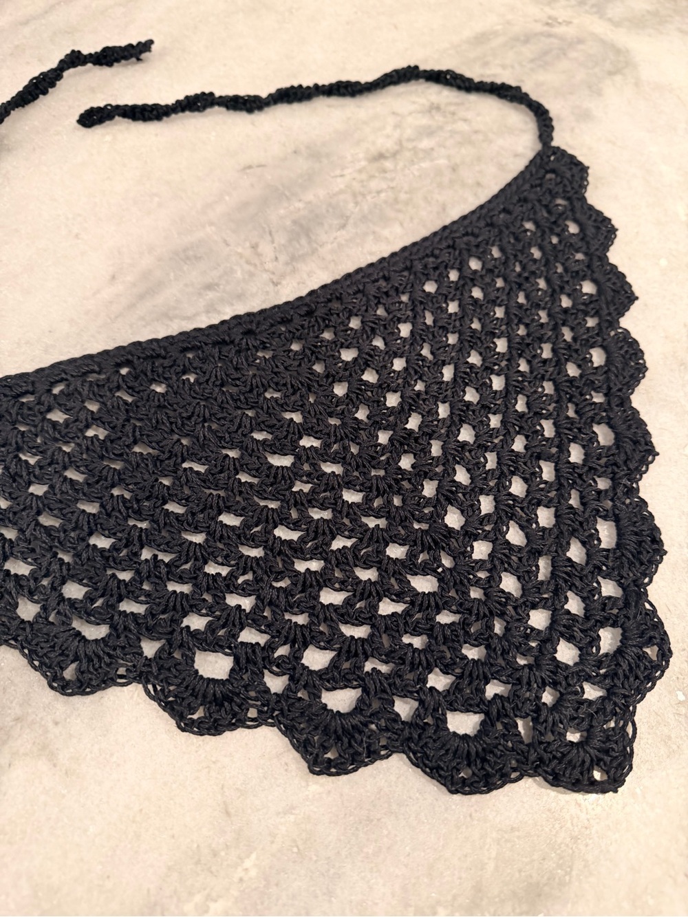 Handmade Crochet Bandana Head Scarf Cotton Boho Triangle Wrap Fest Cottagecore